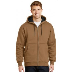 Heavyweight Full-Zip Hooded Sweatshirt with Thermal Lining | Duck Brown